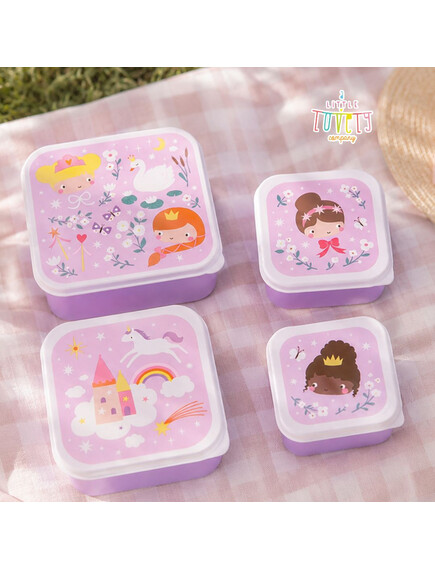 A little lovely company Σετ 4 δοχεία φαγητού Lunch & Snack Box Princesses
