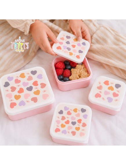 A little lovely company: Σετ 4 δοχεία φαγητού Lunch & Snack Box Hearts